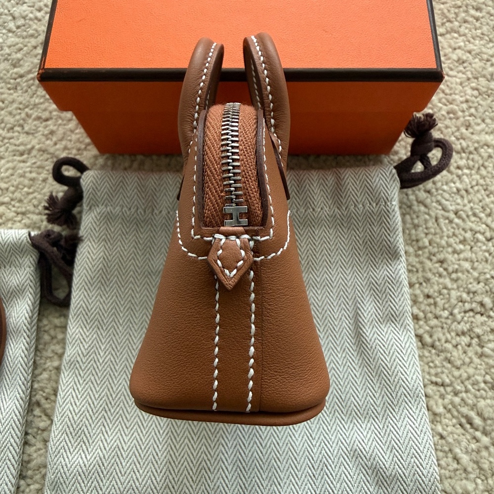 Hermès Mini Bolide Shark Bag Charm Black and White Swift Palladium Hardware  NIB - Picture 6 of 16